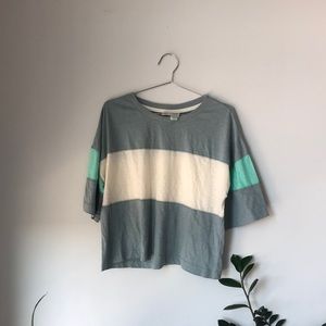 Striped Tee with sleeve detail